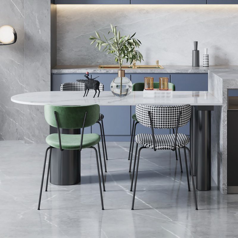 Metal Contemporary Freeform Dining Table White Sintered Stone Top Table with 3 Legs