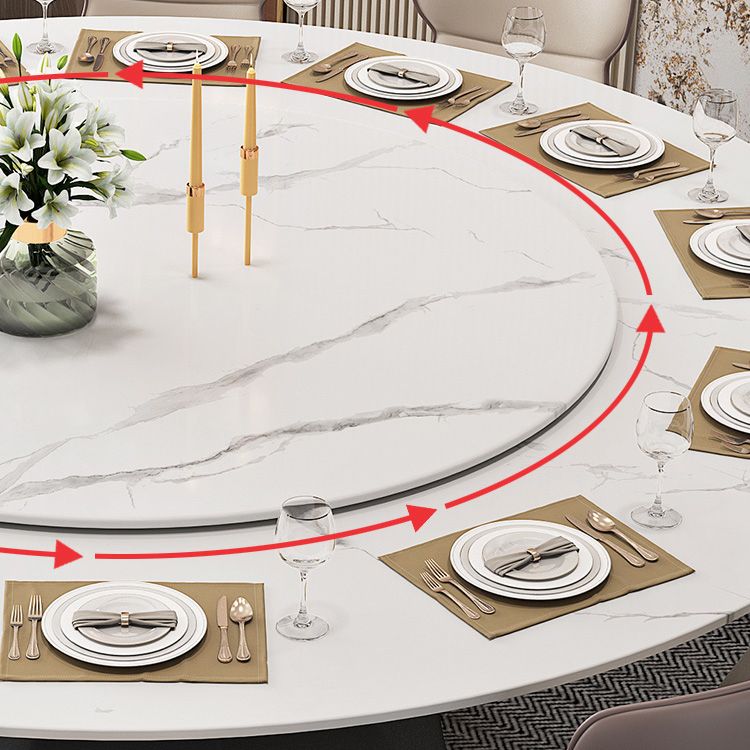Contemporary 1/4/5/7/9/13 Pieces Furniture Round Stone Dining Set in White