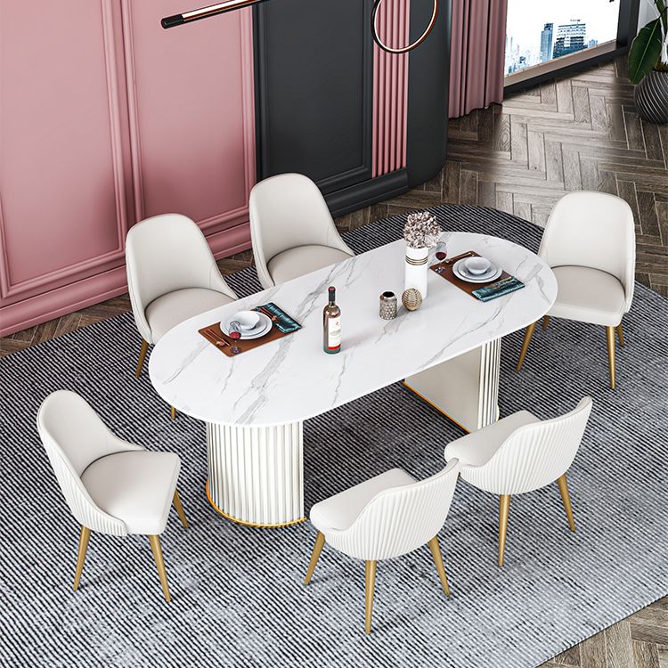 Oval Double Pedestal Dining Table Stone Furniture for Dining Room Home