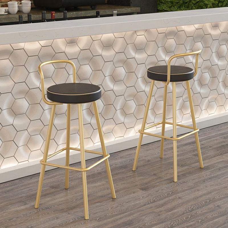 Nordic Backrest Armless Counter Stool Iron Kitchen Bar Stool with Pedal and Cushion