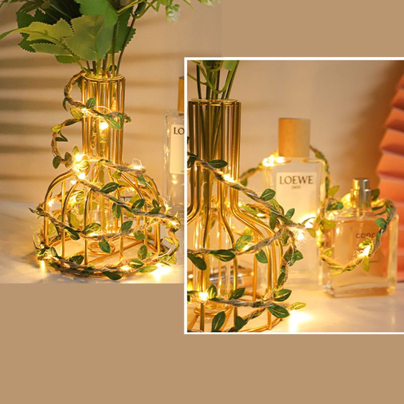 Green Vine String Lamp Nordic Plastic LED Indoor Lighting for Decoration
