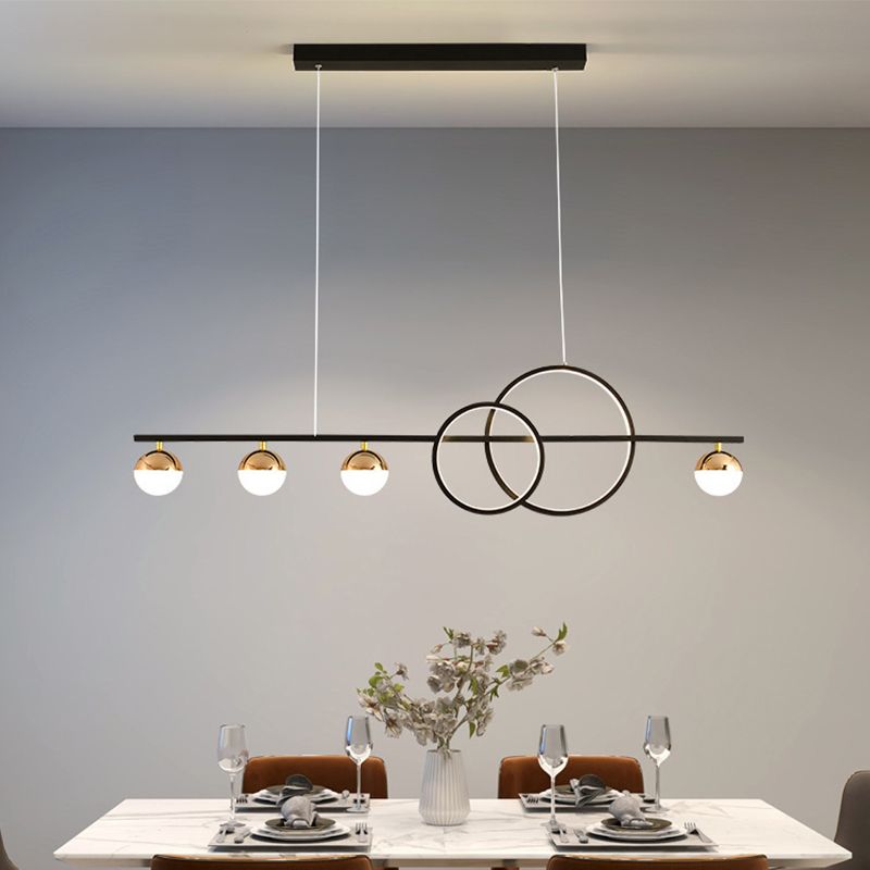 6-Light Golden/Black Ceiling Light LED Kitchen Island Lighting for Dining Table
