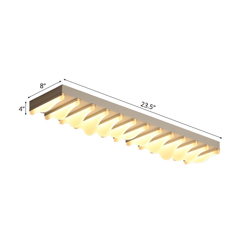 16"/23.5"/31.5" Wide Acrylic Rectangular Ceiling Flush Light Fixture Modern LED White Flushmount in Warm/White Light