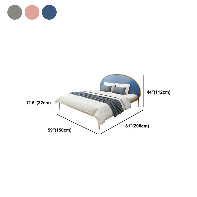 Glam Style Upholstered Headboard Bed with Metal Legs Standard Bed