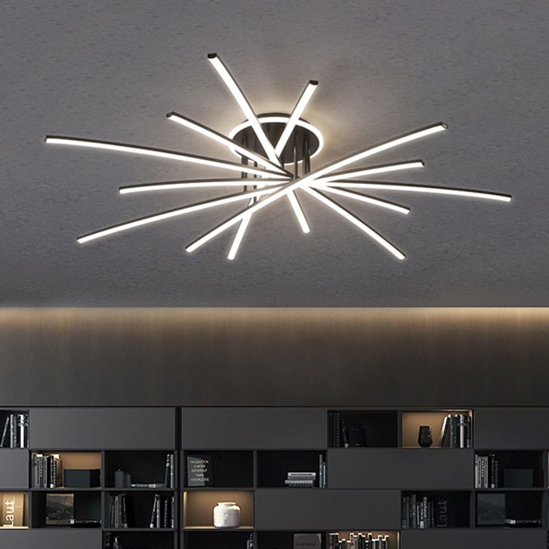 Lampada da soffitto a semi-incasso Line Lampada da soffitto moderna in metallo per soggiorno a LED