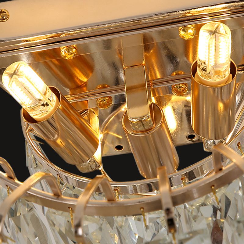 Unique Shade 3 Lights Wall Sconce Modern Style Crystal Wall Mount Light Fixture in Brass