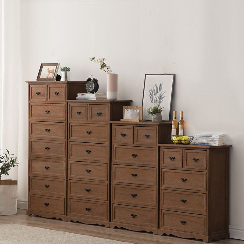 12" W Vintage Wood Lingerie Chest Vertical Storage Chest with Drawers