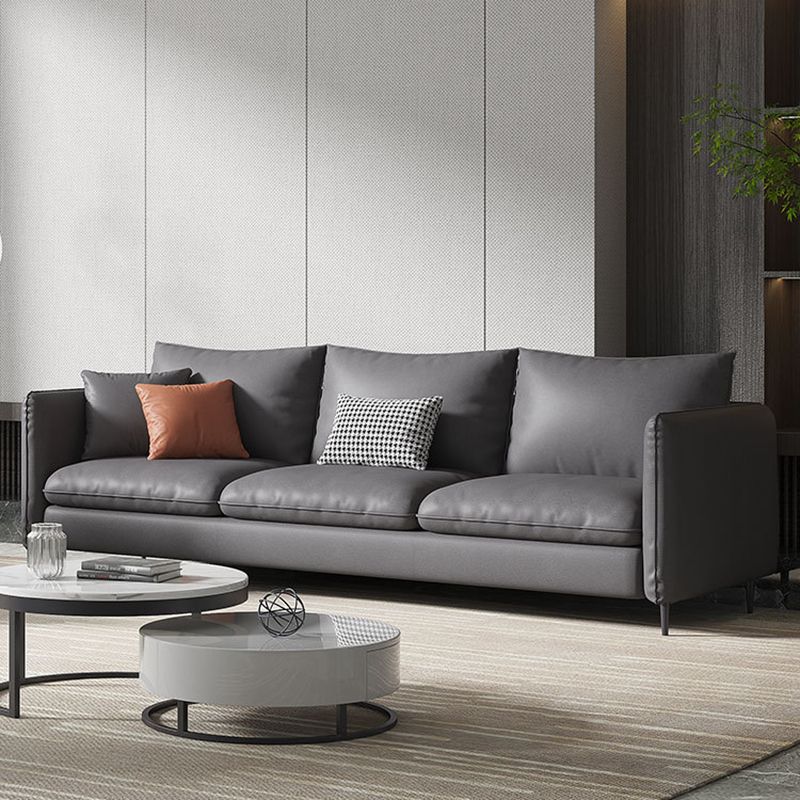 Contemporary Standard Square Arm Settee Bench with Pillows in Grey