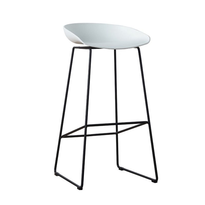 Glam Style Plastic Counter Stool Bucket Bar Stool with Metal Legs