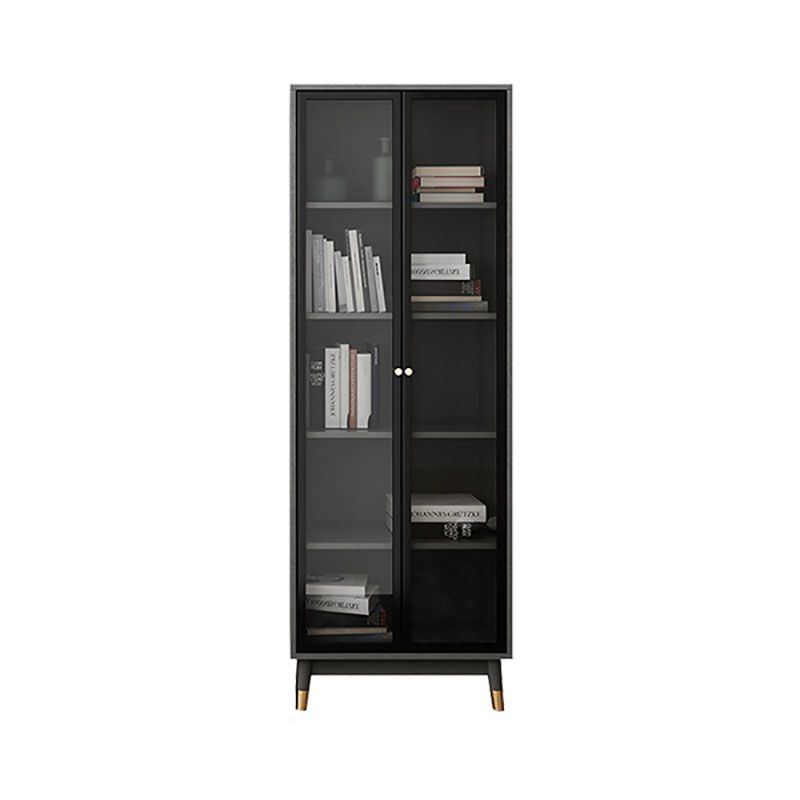 Glam Standard Bookcase Metal Frame Manufactured Wood Shelf Bookshelf with Glass Door