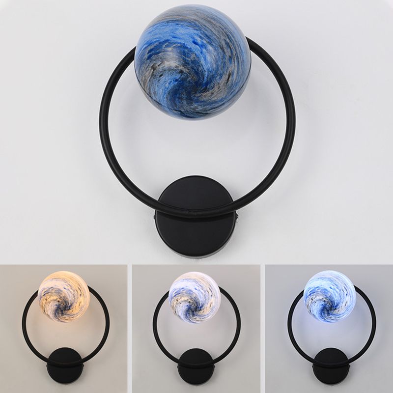 Modernist Wall Sconce Round Wall Light Fixture with Glass for Bedroom