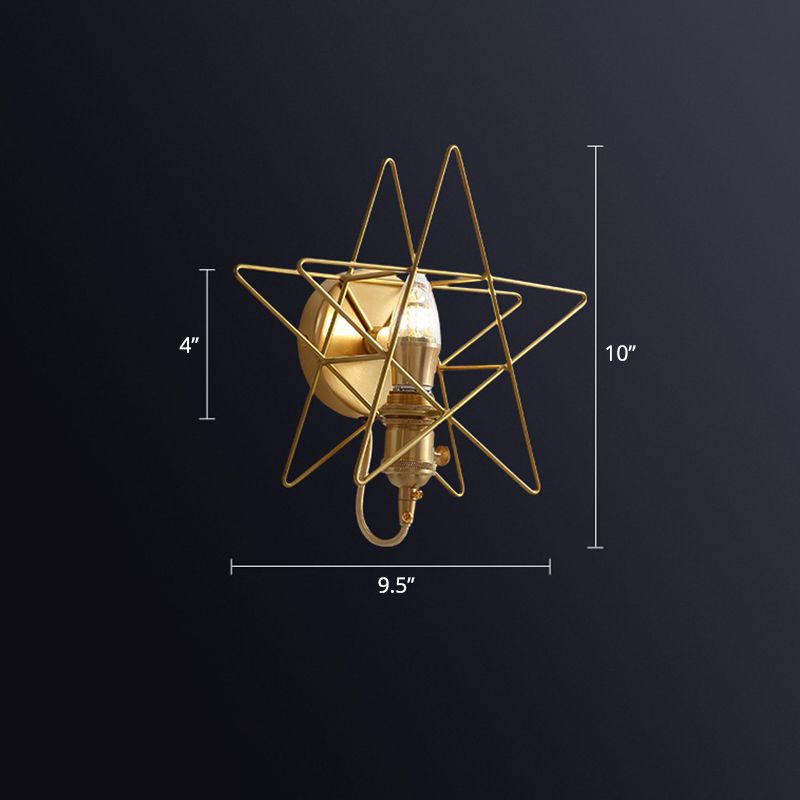 Eisendrahtstern Wandleuchte Leuchte minimalist 1 Kopf Schlafzimmer Wandlampe in Gold