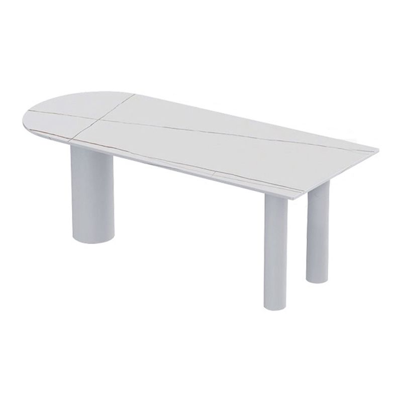 Mesa de comedor blanca contemporánea de metal mesa de piedra sinterizada para comedor
