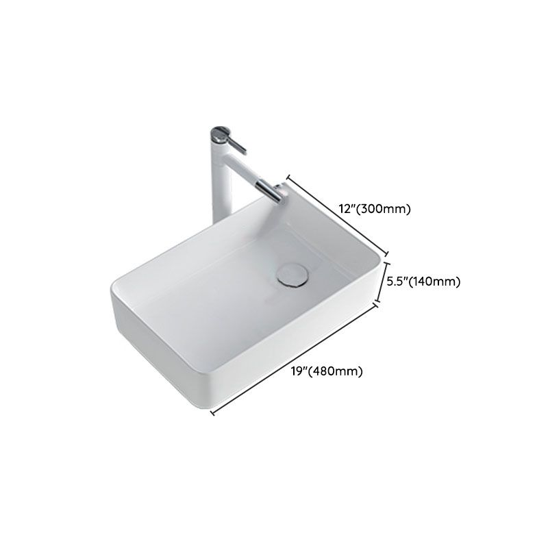 Rectangular Bathroom Sink Porcelain Trough Bathroom Sink(Not Included Faucets)