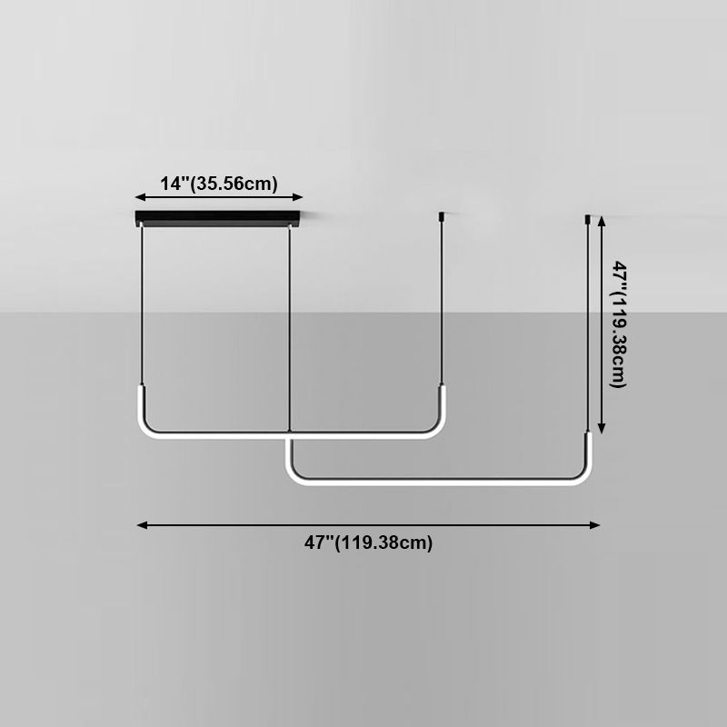 Modern Dining Chandelier Light Modern Strip Shape Pendant Light Fixture for Dining Room