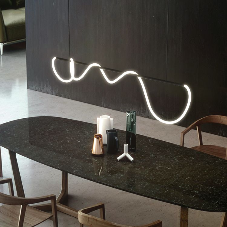 Lineare Inselbeleuchtung Idee Modernes Metall 1 Leuchtanbieter Beleuchtung für Esszimmer