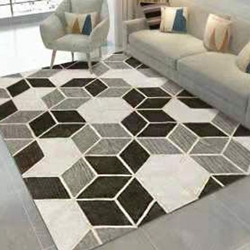 Classic Geo Print Rug Multi Colored Polyster Area Rug Anti-Slip Backing Pet Friendly Washable Carpet for Parlor