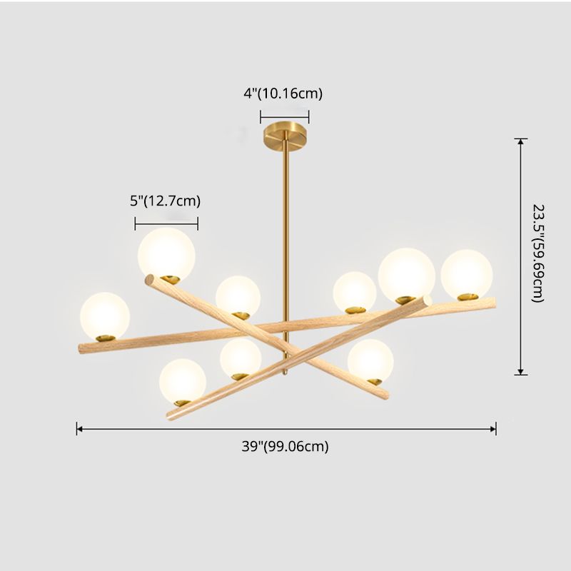 Burbujas nórdicas lámparas colgantes salón de estar de madera lámpara de araña de lámpara en blanco