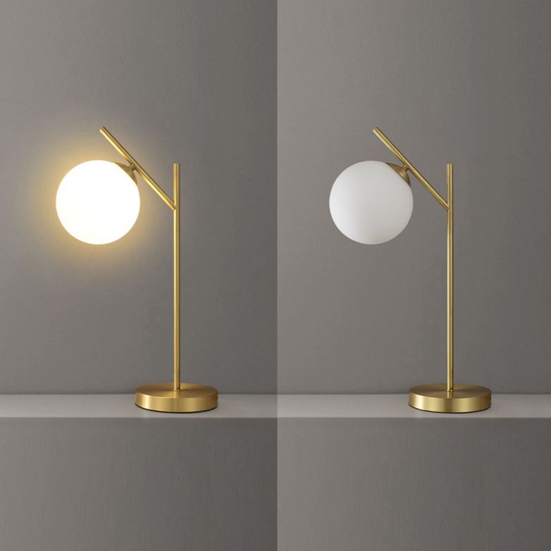 Glass Round Night Table Lamp Minimalist Style Table Light for Bedroom