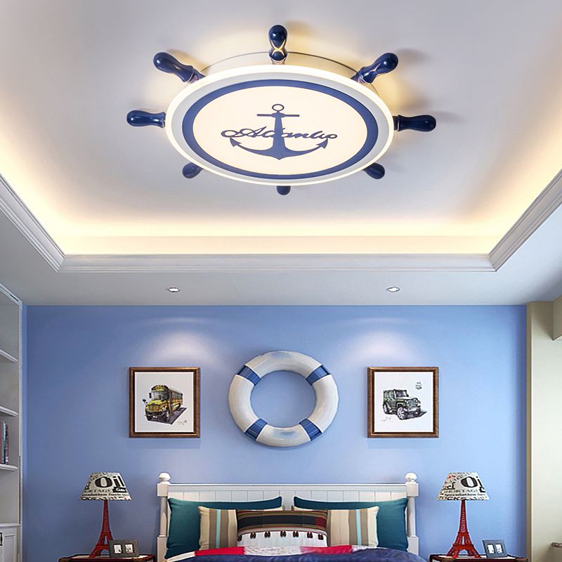 Plafonnier LED bleu en acrylique pour chambre d'enfant, luminaire décoratif de plafond pour chambre d'enfant