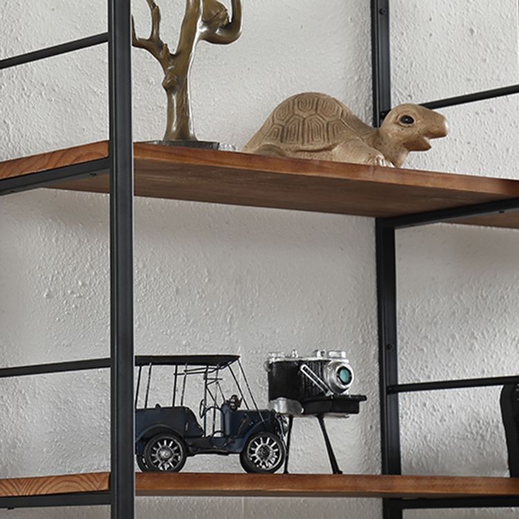 Wall Mounted Industrial Bookshelf Iron Frame Pine Wood Bookshelf for Bedroom