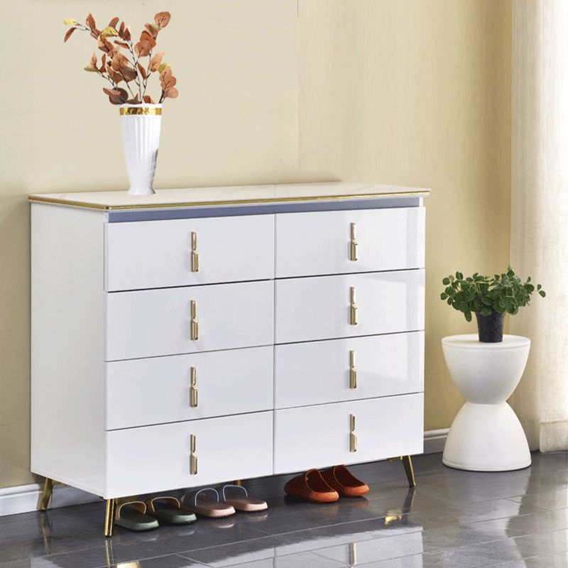 Glam Stone Chest 17.7" Wide Bedroom Chest in White with Drawers
