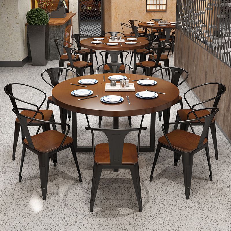 Modern Dining Round Table Wooden Table with Metal Legs for Home