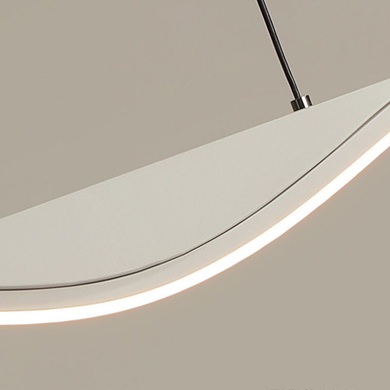 Single White Contemporary Kitchen Island Lighting LED Metallic Ceiling Light