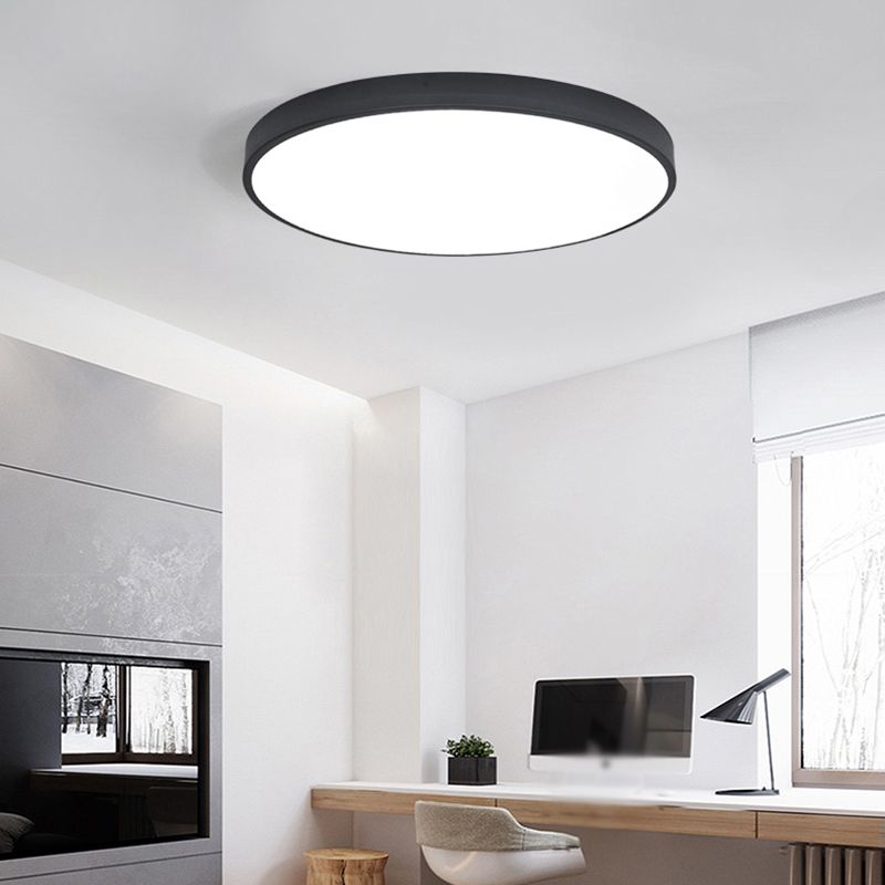Plafonnier LED de forme ronde en fer moderne, 1 lumière, montage encastré pour allée de balcon