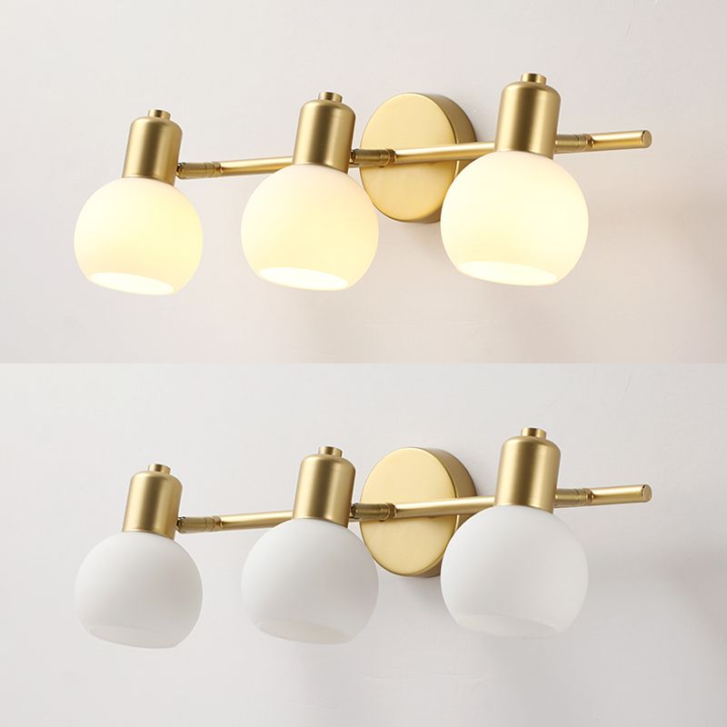 Traditional Globe Vanity Sconce Lights Milk Glass Wall Mount Light Fixture for Bathroom