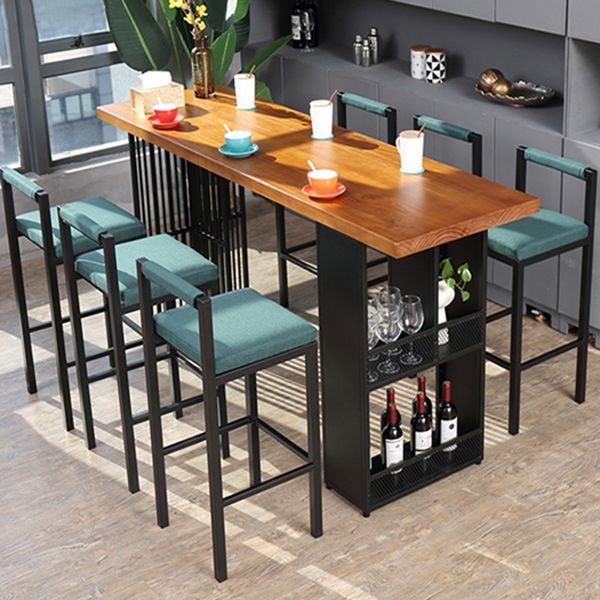 Industrial Table and Stool Set 1/2/7 Pieces Solid Wood Bar Table and Stools