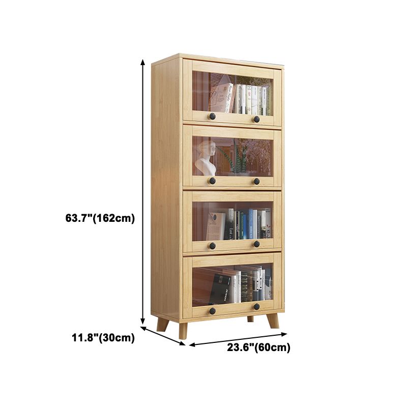 11.8" W Closed Storage Bookcase Modern Wooden Bookshelf with Glass Doors