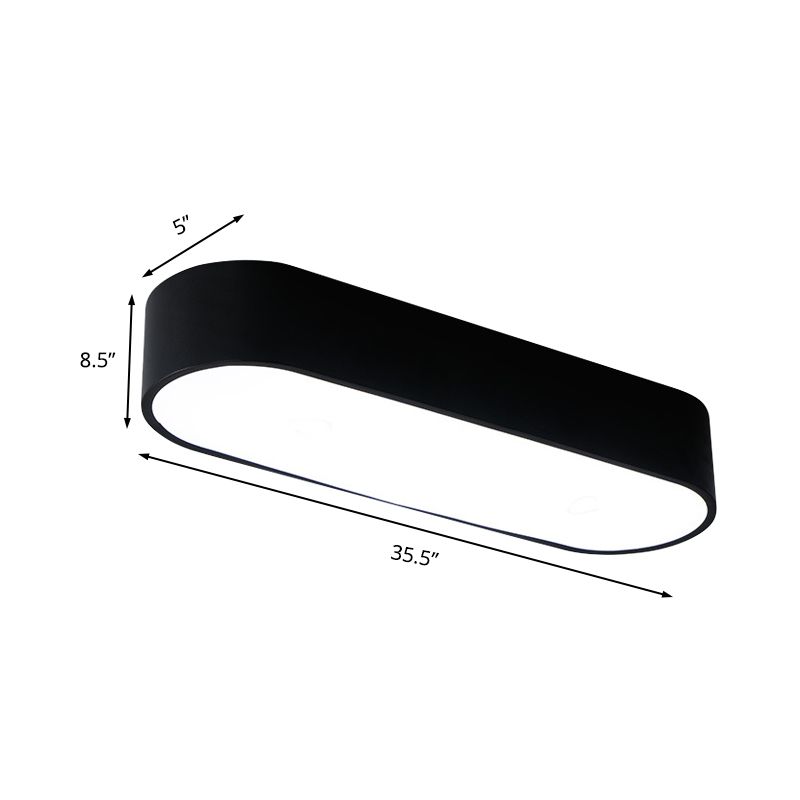 Lámpara de techo empotrada con caja de borde liso, LED de metal moderno, 23,5 "/ 35,5" de ancho, luz de techo empotrada blanca/negra para dormitorio en luz blanca/cálida
