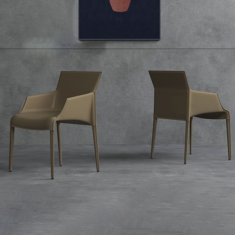 Silla de metal moderna para interiores y exteriores, silla de comedor con respaldo sólido y brazo