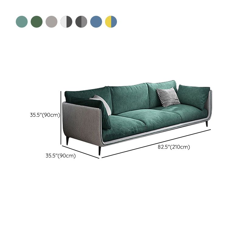 Modern Slipcovered Fabric Living Room Square Arm Pillows Seating