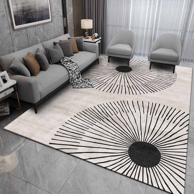 Apricot Tone Flowers Rug Polyester Carpet Simple Anti-Slip Backing Indoor Rug for Home Decoration