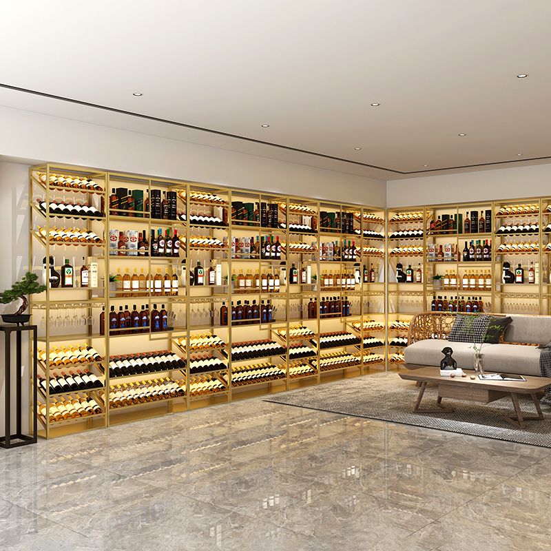 Freestanding Wine Bottle & Glass Rack Contemporary Metal Wine Rack Kit