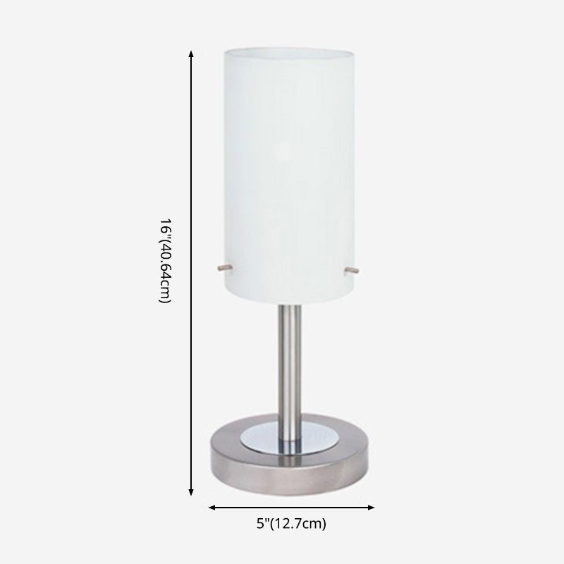 Lampada da tavolo a cilindro ultramoderna e semplice Lampada da comodino in vetro bianco per camera da letto