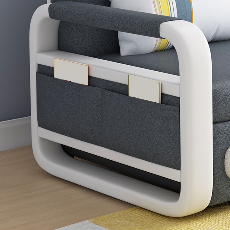 Gray Faux leather Sofa Bed 33.46" Wide Square Arm Sleeper Sofa