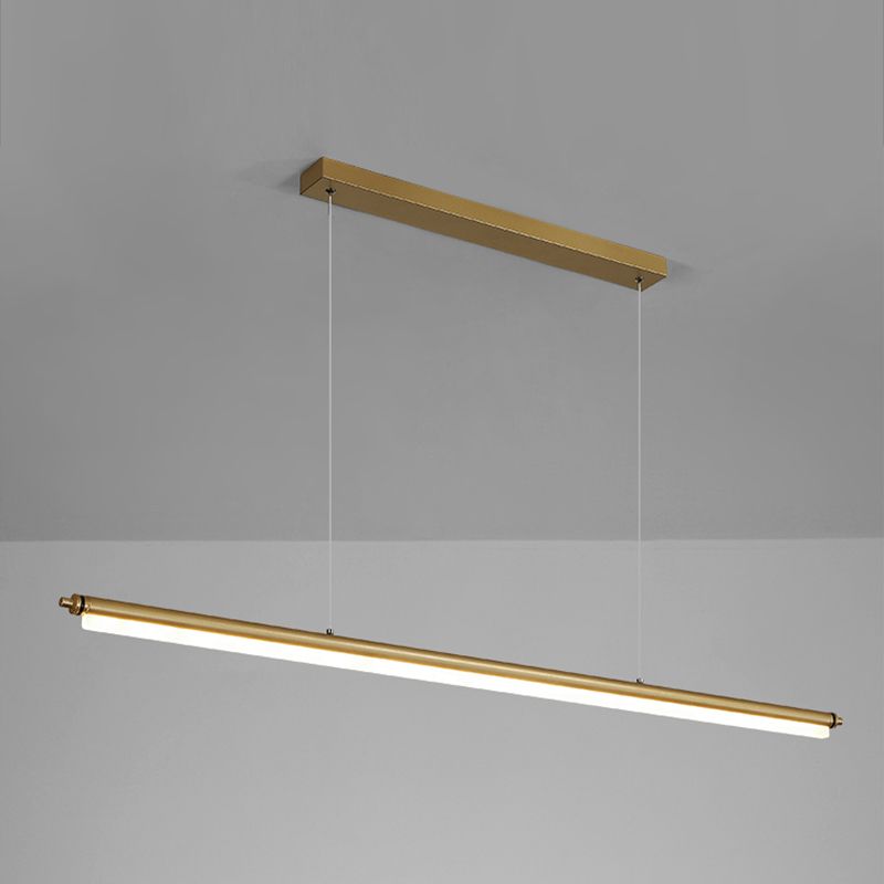 Modern Metal Island Light Linear 1-Head Restaurant Hanging Lamp with Acrylic Shade