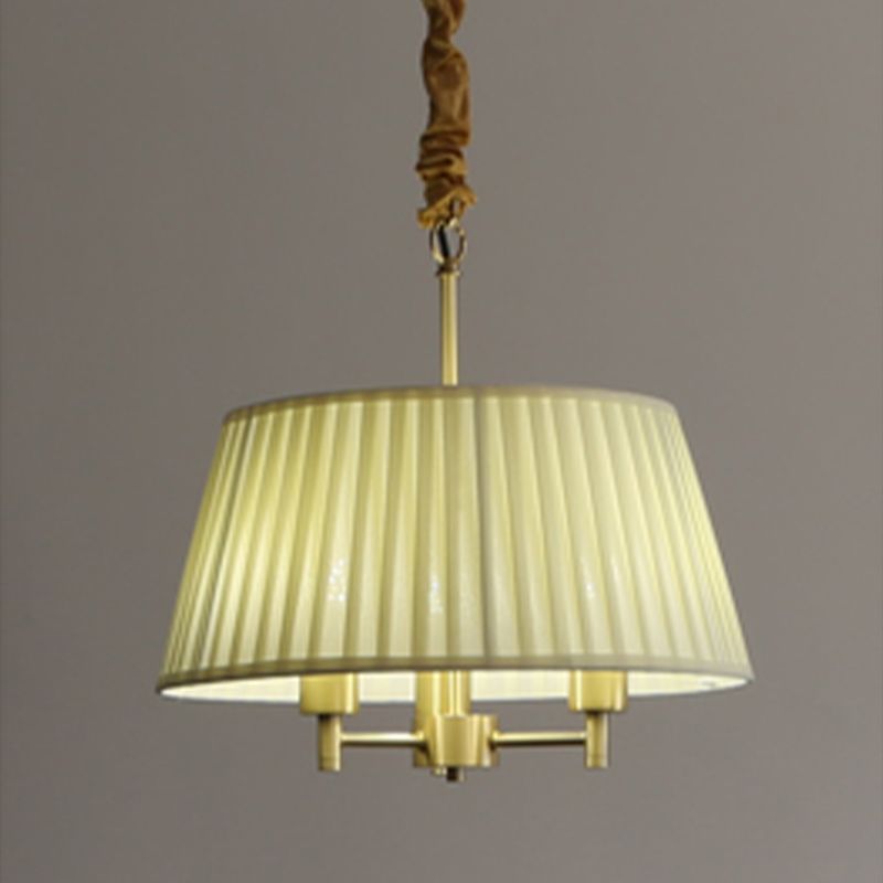 Classic Tapered Chandelier 3-Light Fabric Hanging Light Fixture for Dining Room