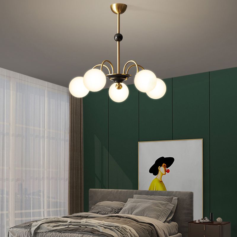 Glass Bronze Chandelier in Modern Luxury Style Copper Globe Hanging Lamp for Interior Spaces