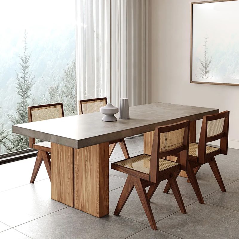 Contemporary Style Rectangle Solid Wood Dining Table with Chairs