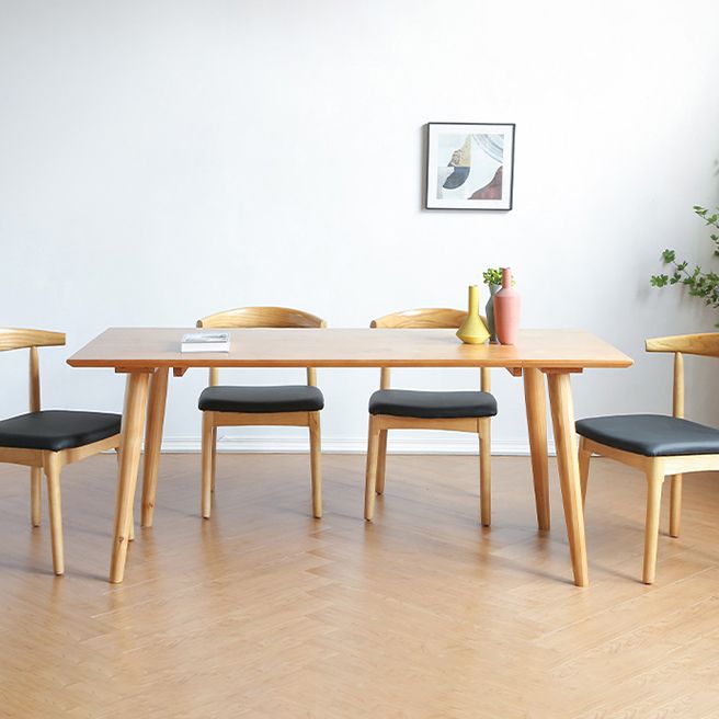 Solid Wood Dining Table Modern Brown Dining Table with 4 Legs