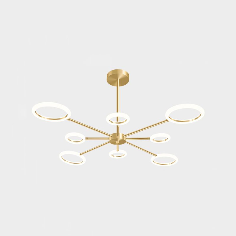 Acrylic Gold LED Pendant Light in Modern Artistic Style Lacquered Metal Chandelier for Living Room