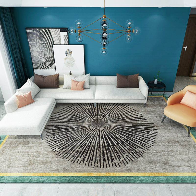 Natural Living Room Rug Multi Colored Geometric Print Indoor Rug Synthetics Non-Slip Backing Washable Area Carpet