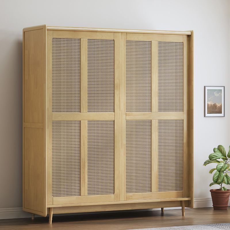 Modern Freestanding Rubberwood Solid Wood Wardrobe Bedroom Multifunctional Wardrobe