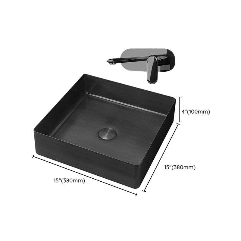 Contemporary Trough Bathroom Sink Solid Color Metal Trough Sink