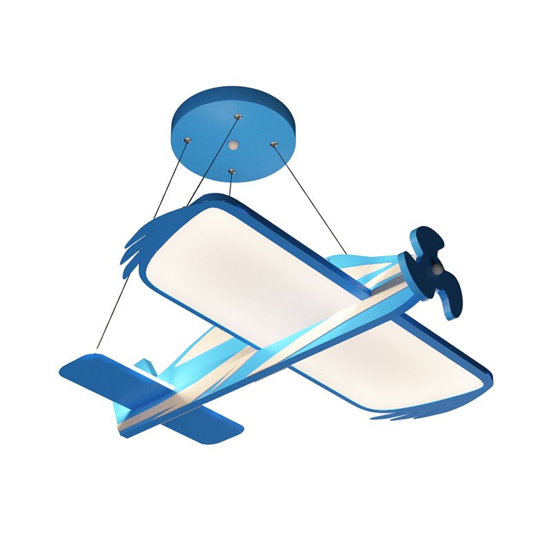 Blue Airplane Pendant Chandelier Modern LED Metallic Hanging Light Fixture for Children Room