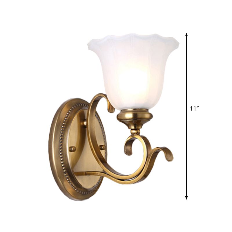1 head Opal Glass Wall Lighting tradizionale stile oro oro Finitura petalo corridoio Funzione da parete
